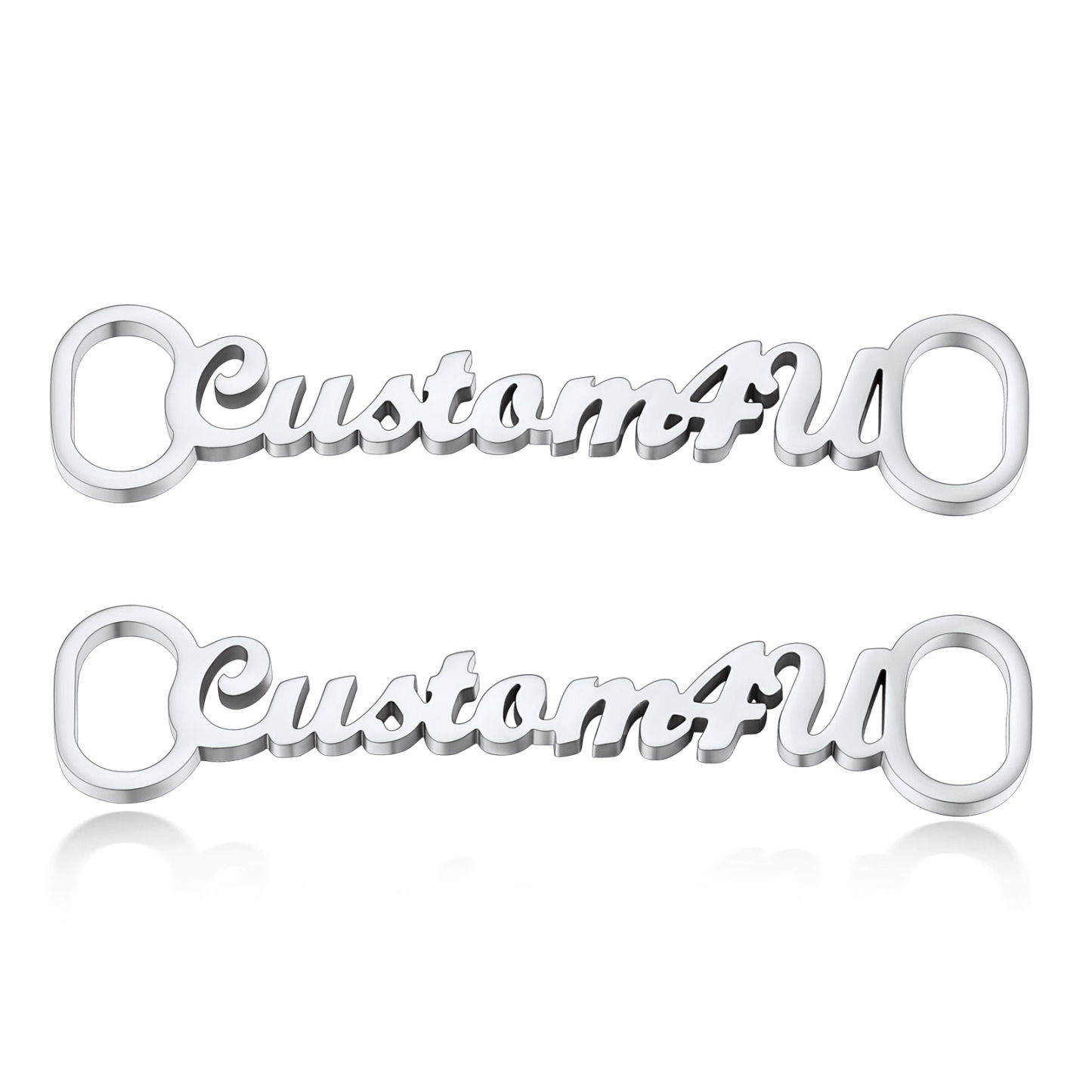 Personalized Nameplate Shoelace Buckle 2Pcs Style A Silver