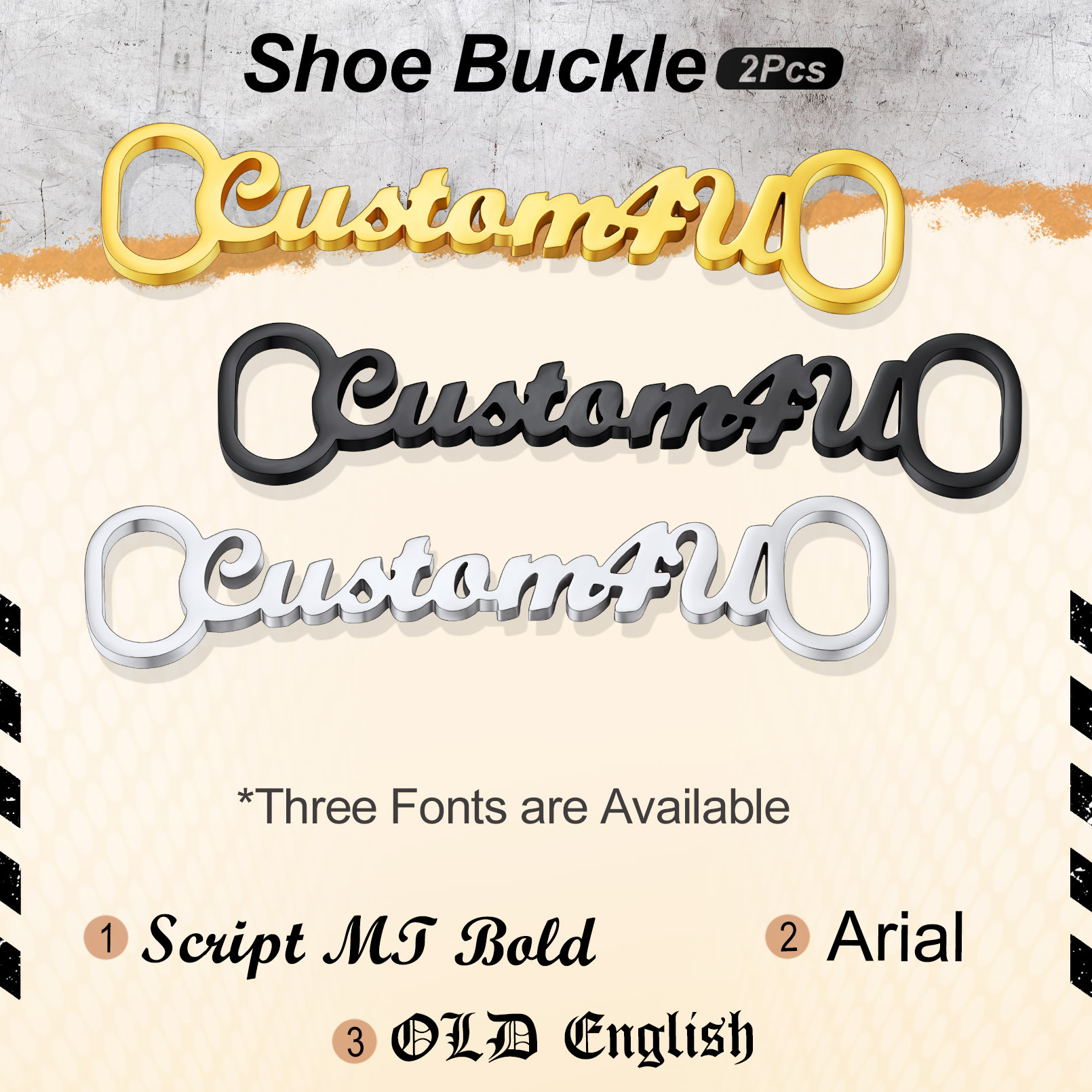 Personalized Name Shoelace Buckle 2Pcs