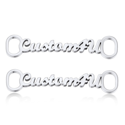 Personalized Nameplate Shoelace Buckle 2Pcs Style A Silver
