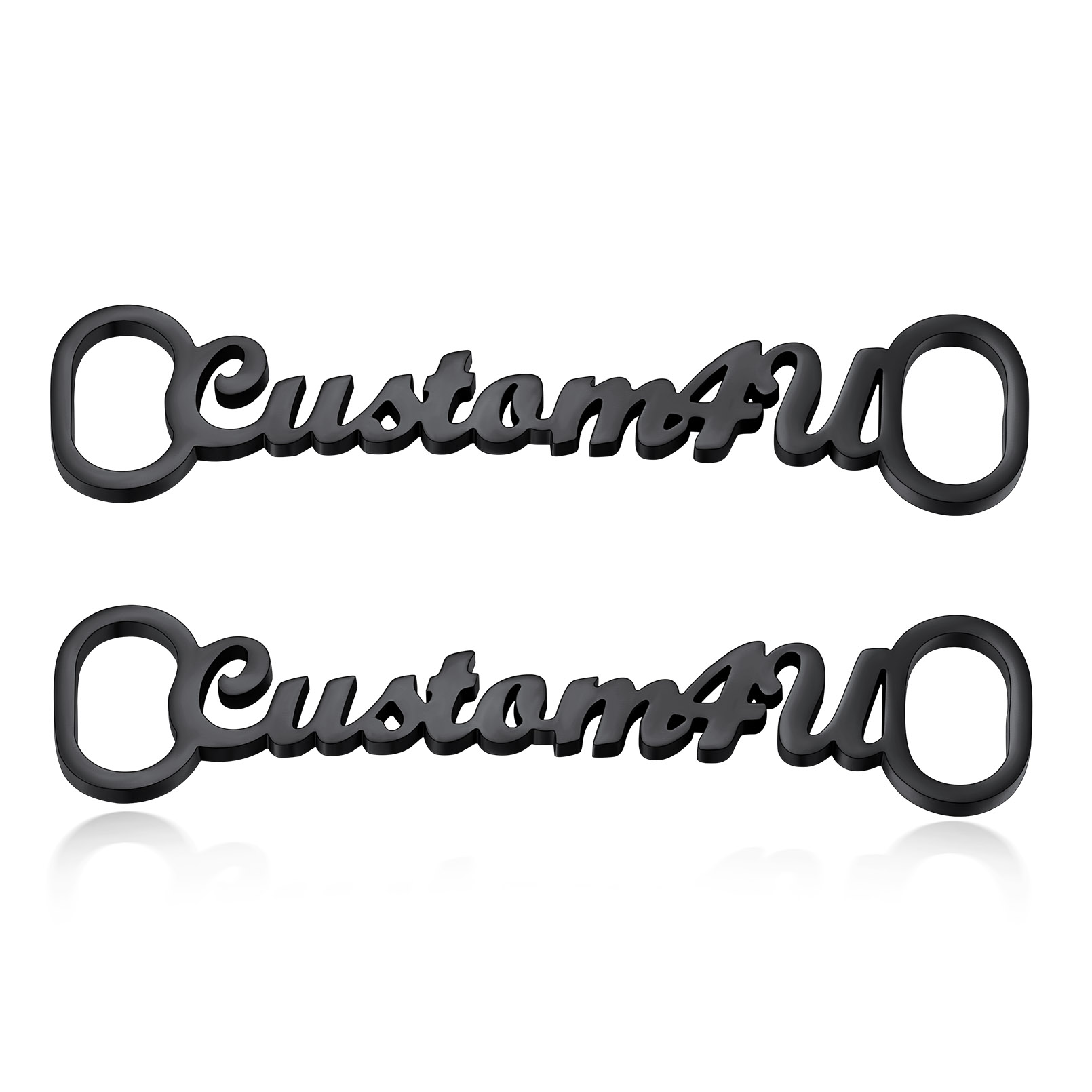 Personalized Nameplate Shoelace Buckle 2Pcs Style B Black