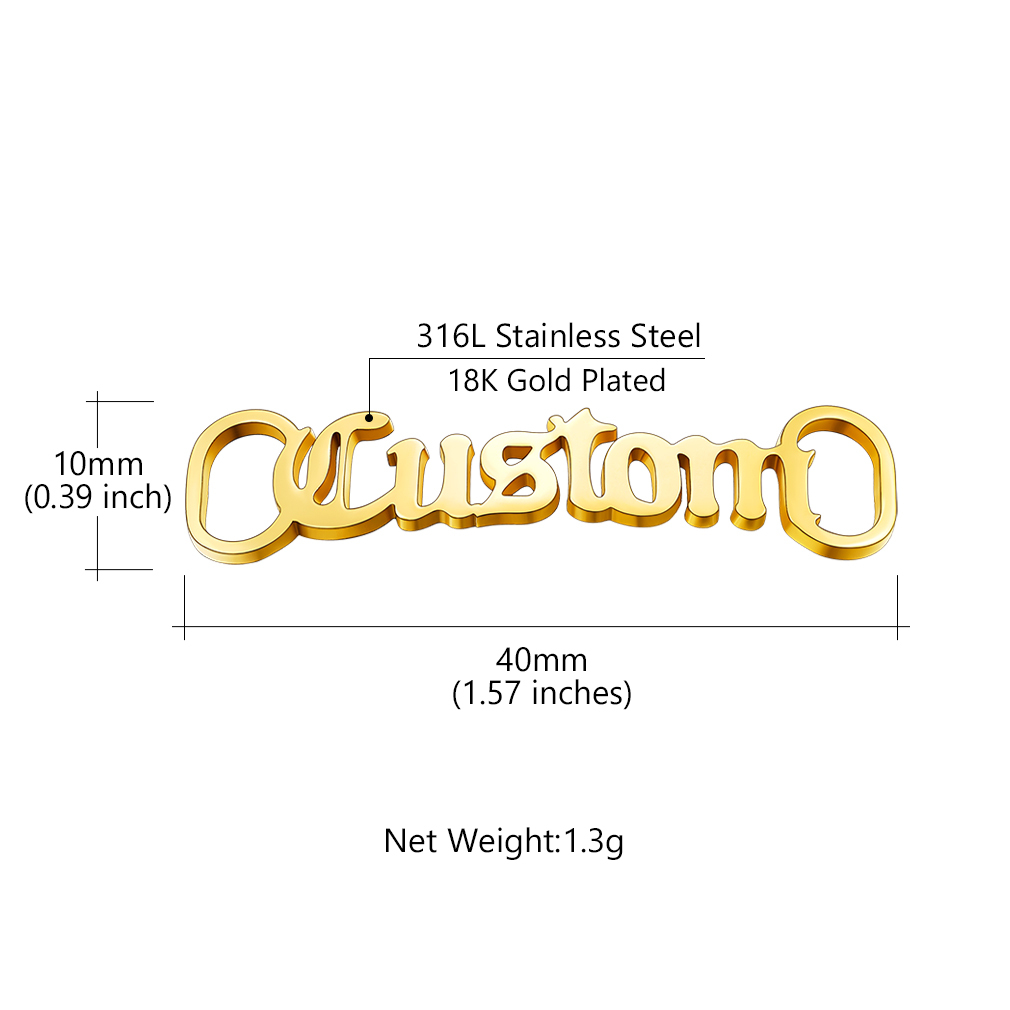 Personalized Nameplate Shoelace Buckle 2Pcs Style A Size