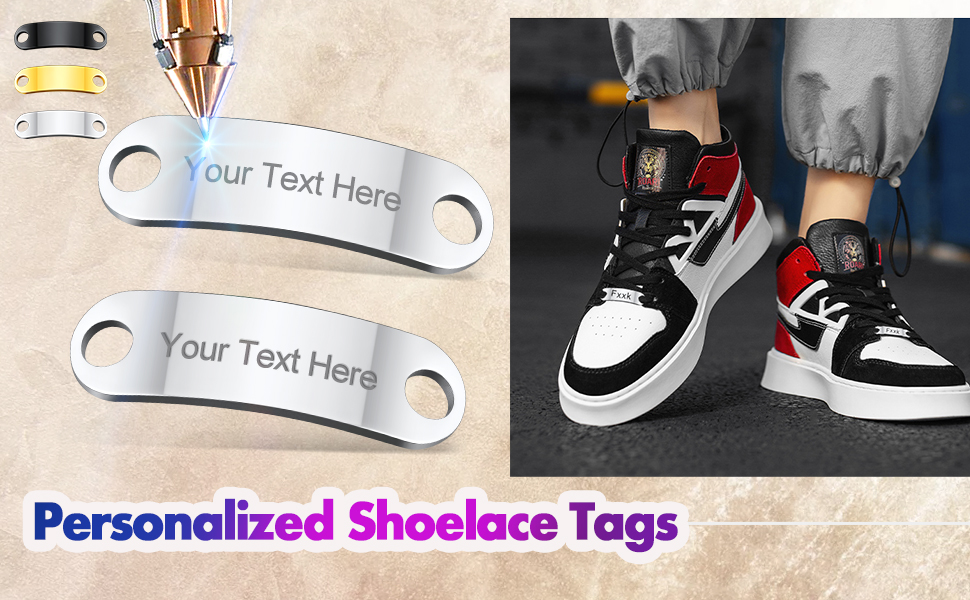 2PCS Custom Engraved Name Shoelace Buckle for Men