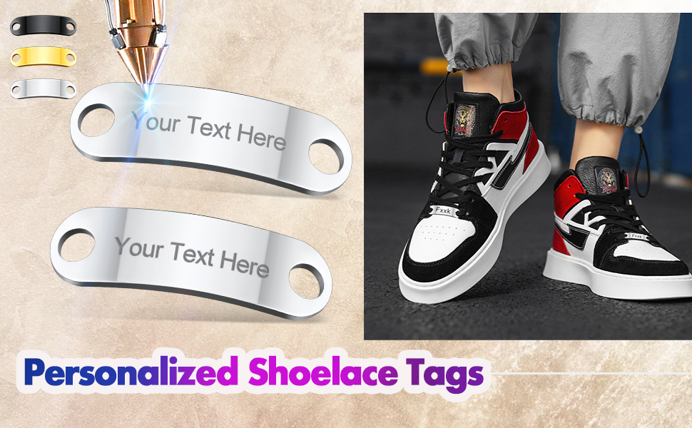 2PCS Custom Engraved Name Shoelace Buckle for Men