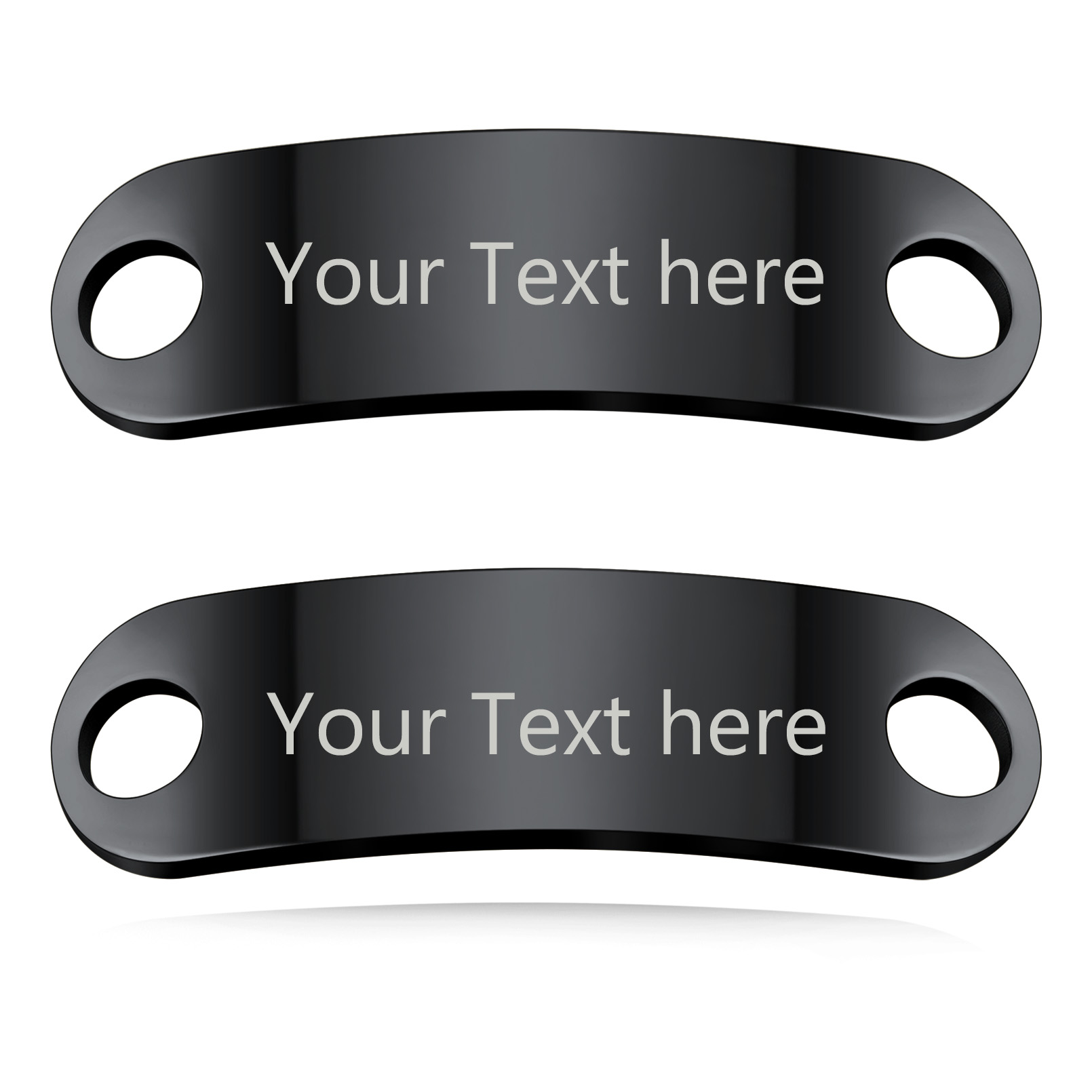 2PCS Custom Name Shoelace Buckle for Men black