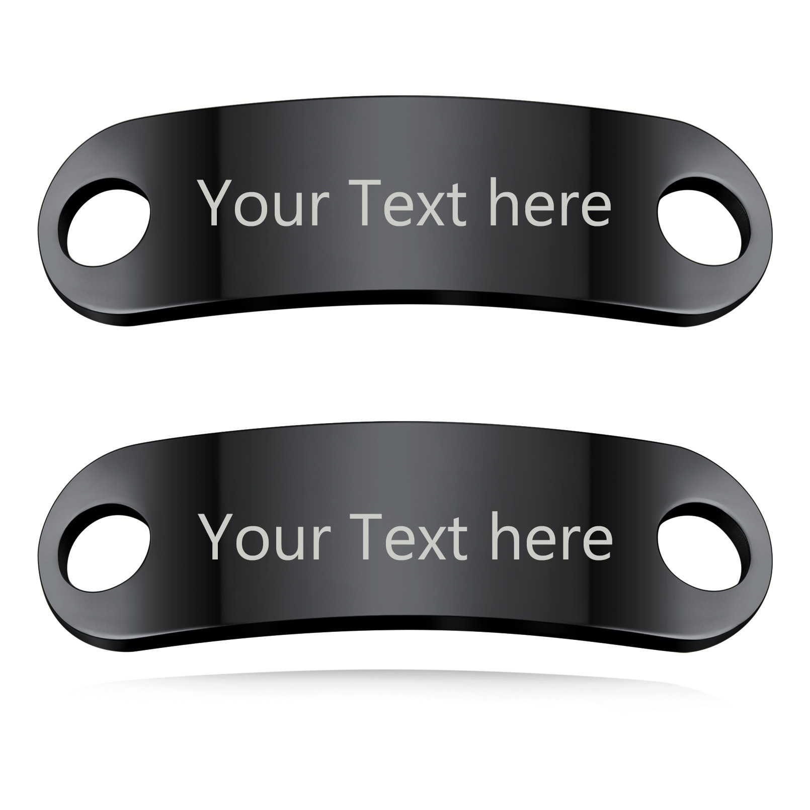2PCS Custom Name Shoelace Buckle for Men black