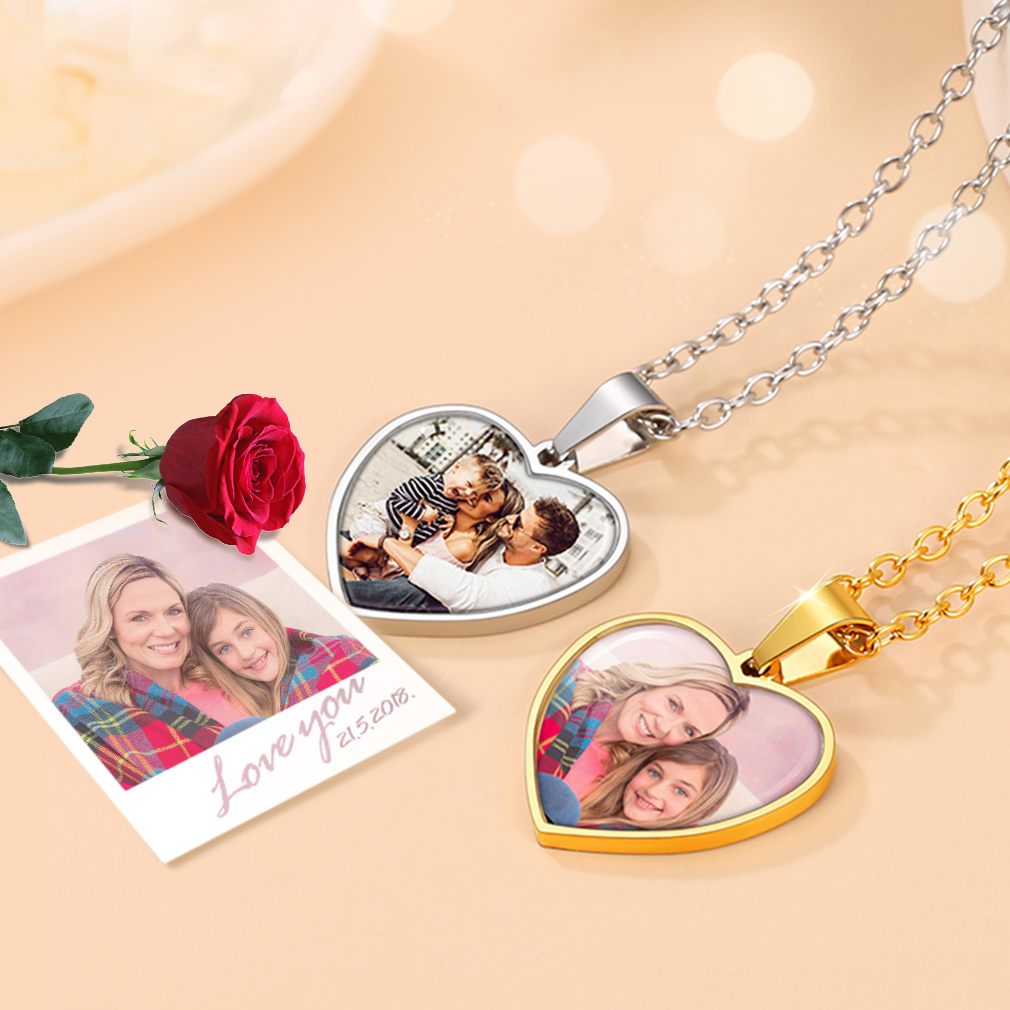 Personalized Heart Photo Necklaces for Women With Picture