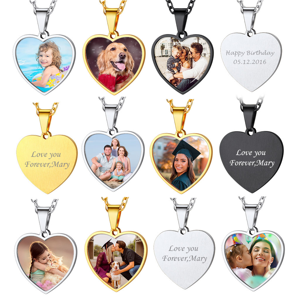 Personalized Heart Photo Necklaces for Women With Picture