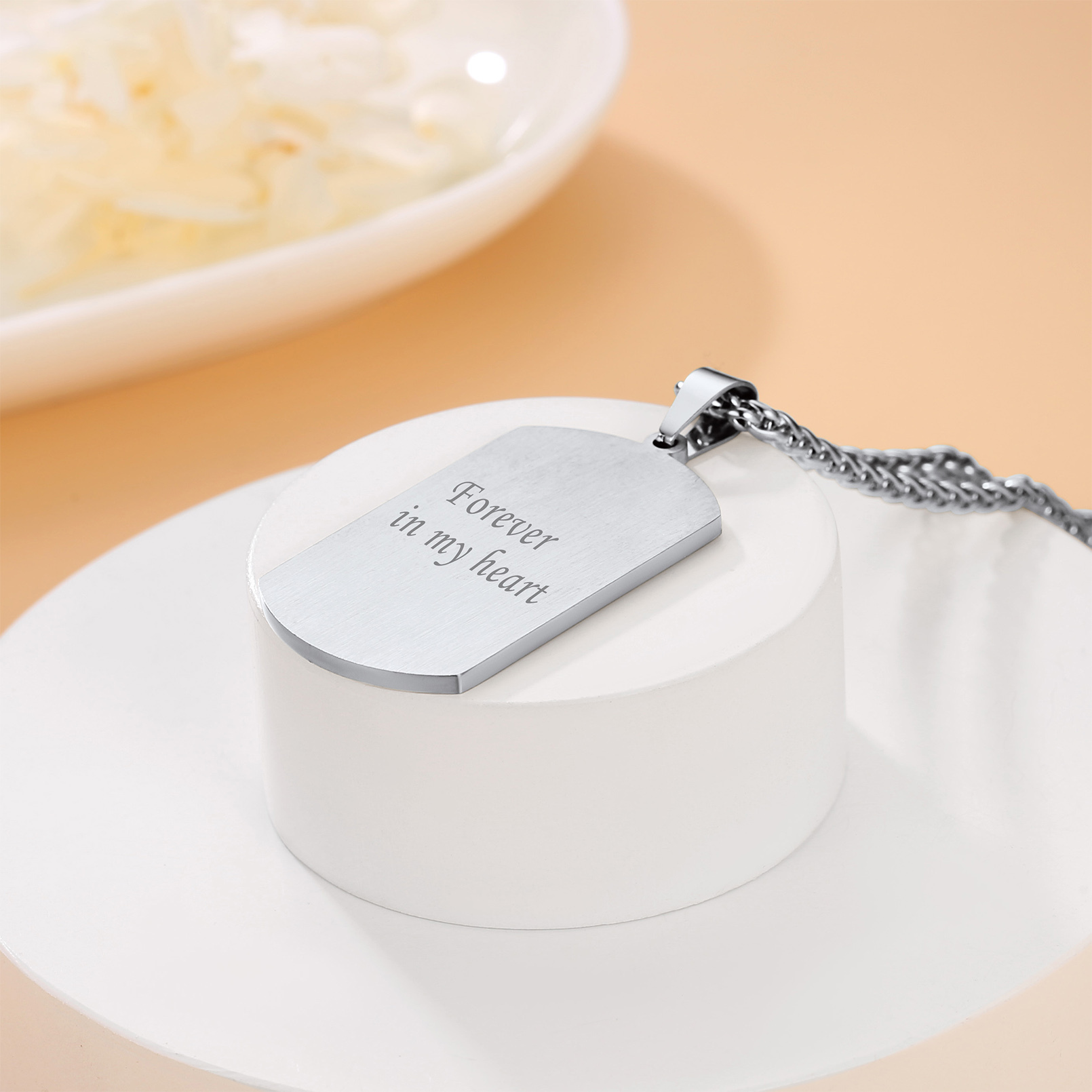 Customized Stainless Steel Dog Tag Photo Necklace Scene Silver