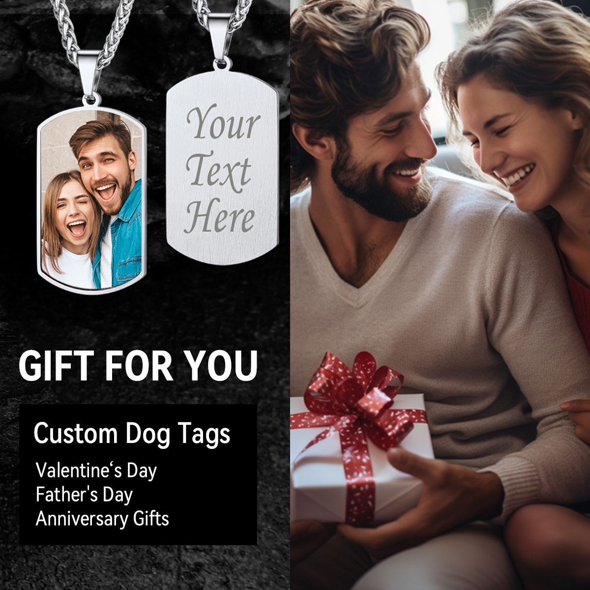 Customized Photo Engraved Dog Tag Necklace