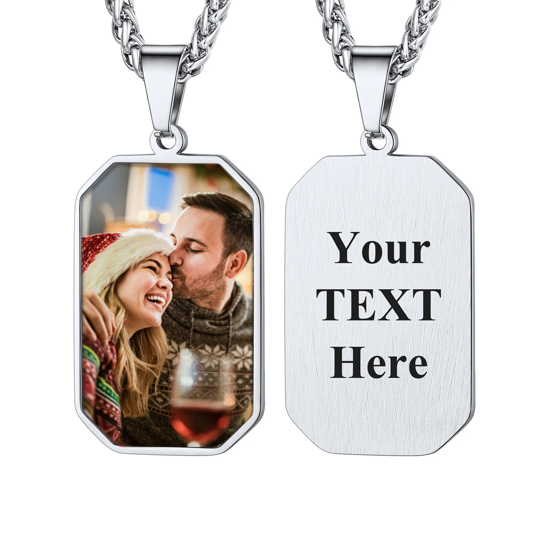Customized Octagon Dog Tag Picture Necklace