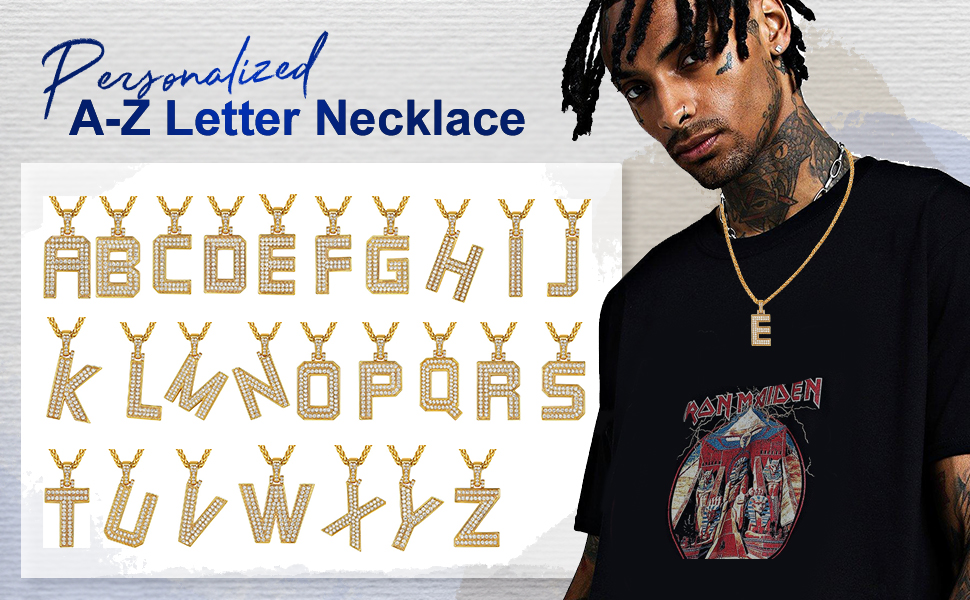 Classic Initial Letter A-Z Pendant Necklace with Full Cubic Zirconia