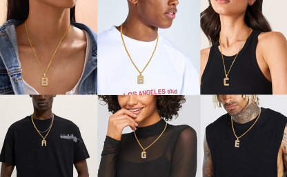 Classic Initial Letter A-Z Pendant Necklace with Full Cubic Zirconia