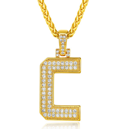 Classic Initial Letter A-Z Pendant Necklace with Full Cubic Zirconia