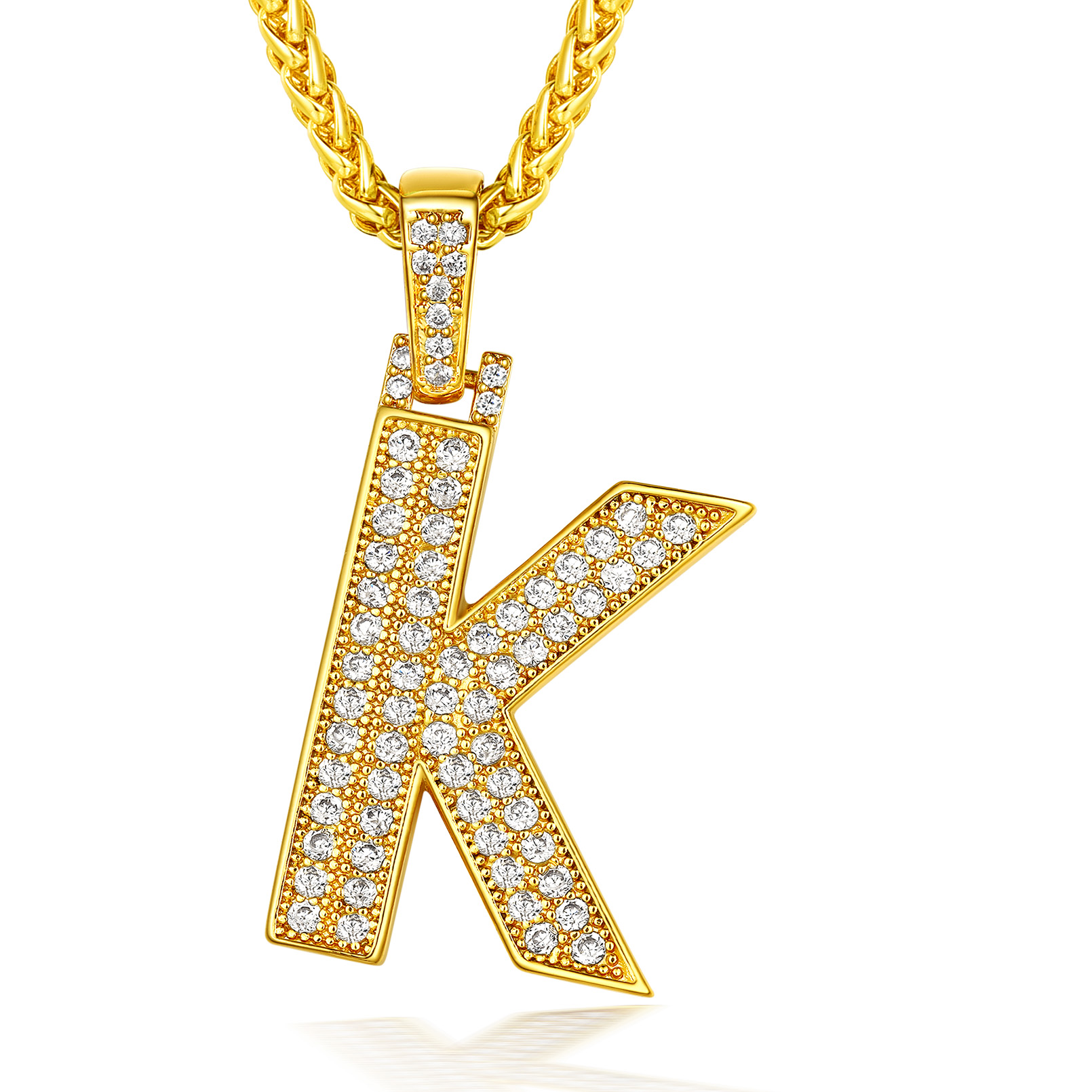 Classic Initial Letter A-Z Pendant Necklace with Full Cubic Zirconia