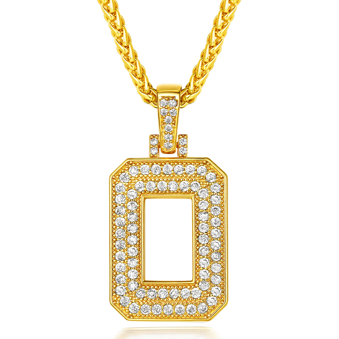 Classic Initial Letter A-Z Pendant Necklace with Full Cubic Zirconia O
