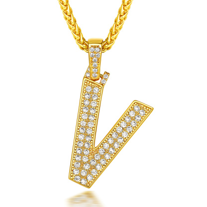 Classic Initial Letter A-Z Pendant Necklace with Full Cubic Zirconia