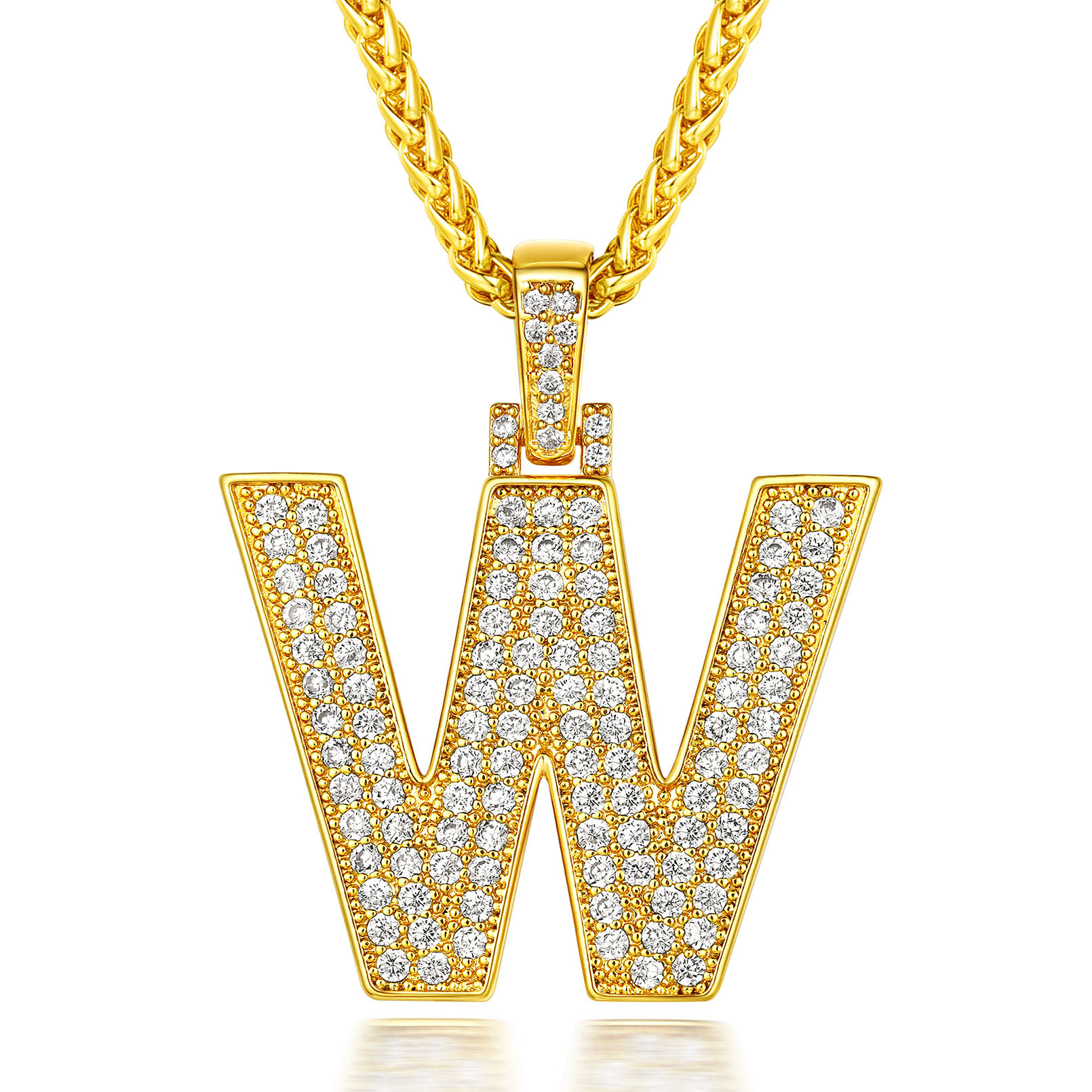 Classic Initial Letter A-Z Pendant Necklace with Full Cubic Zirconia
