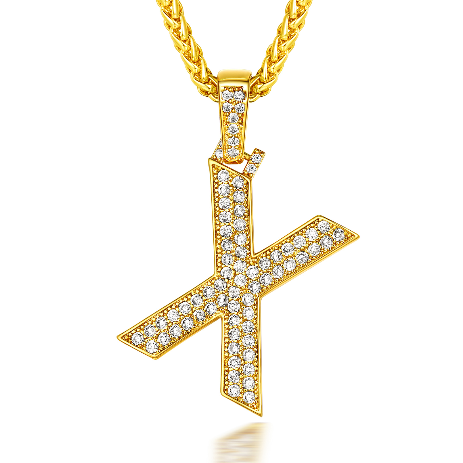 Classic Initial Letter A-Z Pendant Necklace with Full Cubic Zirconia