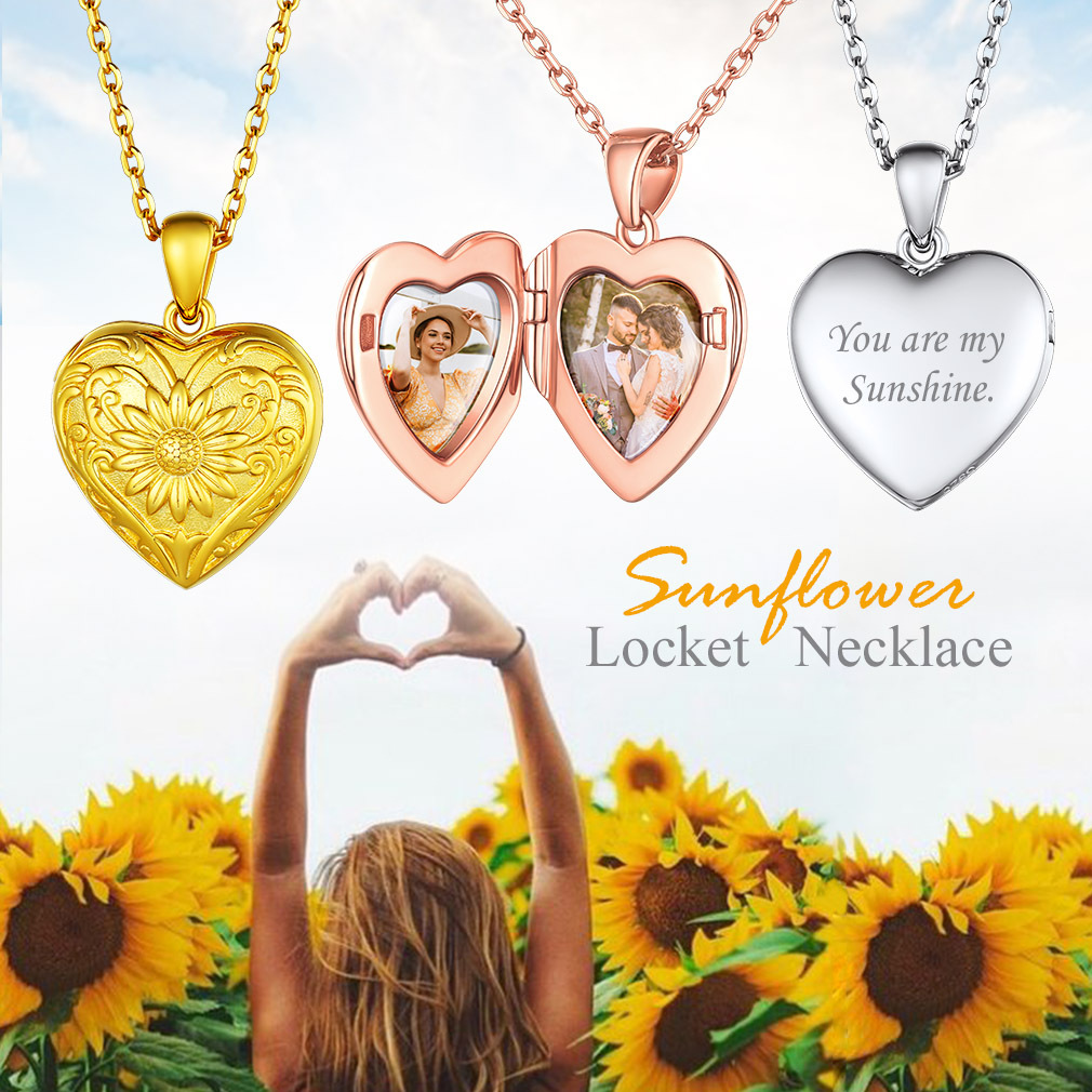 Locket Pendant for 2 Photo Personalized Heart Necklace for Women 