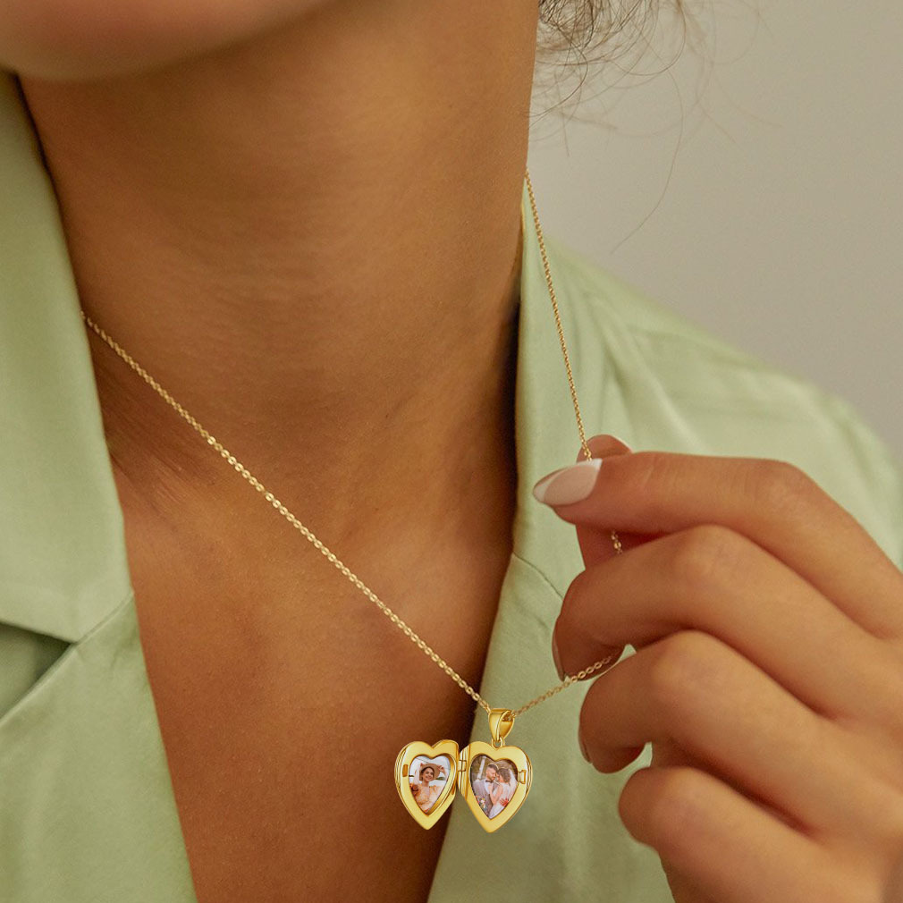 Locket Pendant for 2 Photo Personalized Heart Necklace model