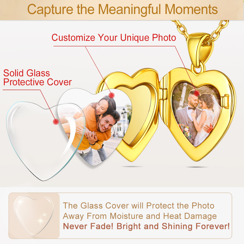 Locket Pendant for 2 Photo Personalized Heart Necklace 