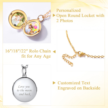 Personalized Photo Round Circle Pendant Necklace for Women 