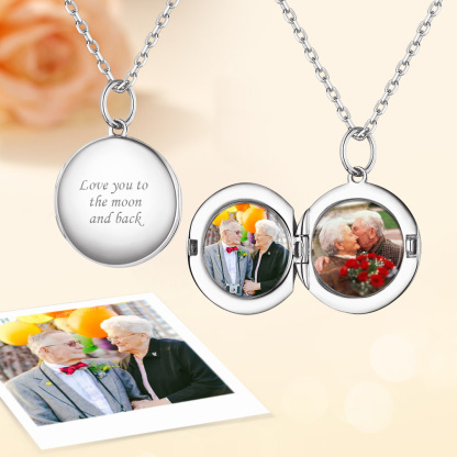 Personalized Photo Round Locket Pendant Necklace for Women 