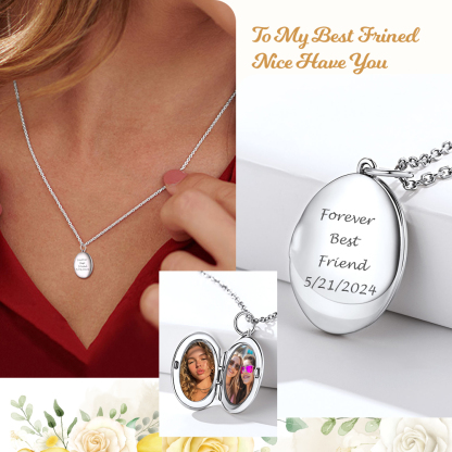 Personalized Photo Locket Engraved Necklaces for Women GIFT FOR FRIENDS