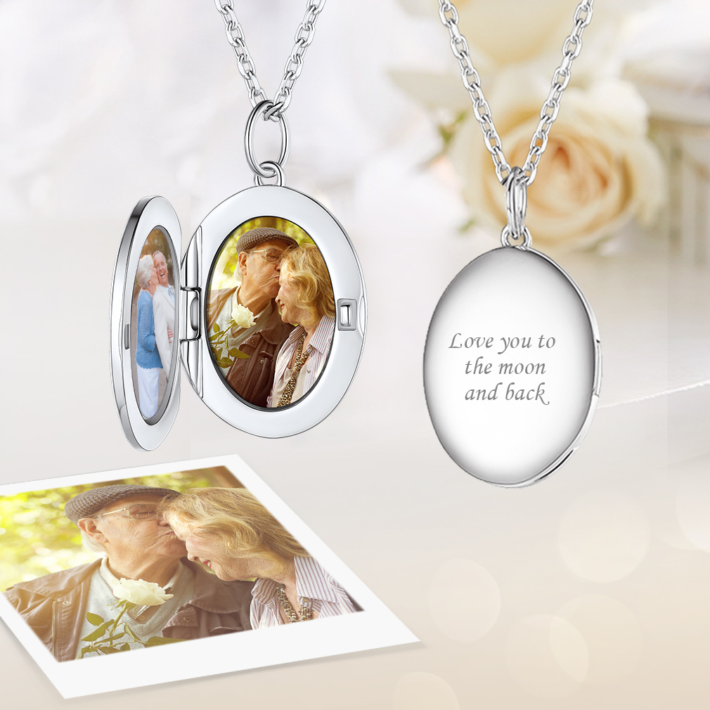 Personalized Photo Locket Engraved Necklaces for Women CUSTOM
