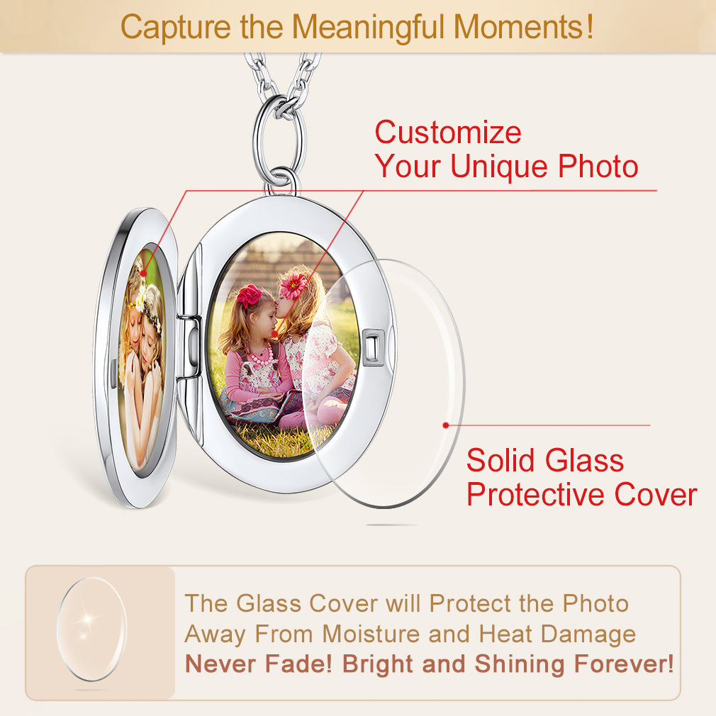 Personalized Photo Locket Engraved Necklaces for Women CUSTOM PICTURE