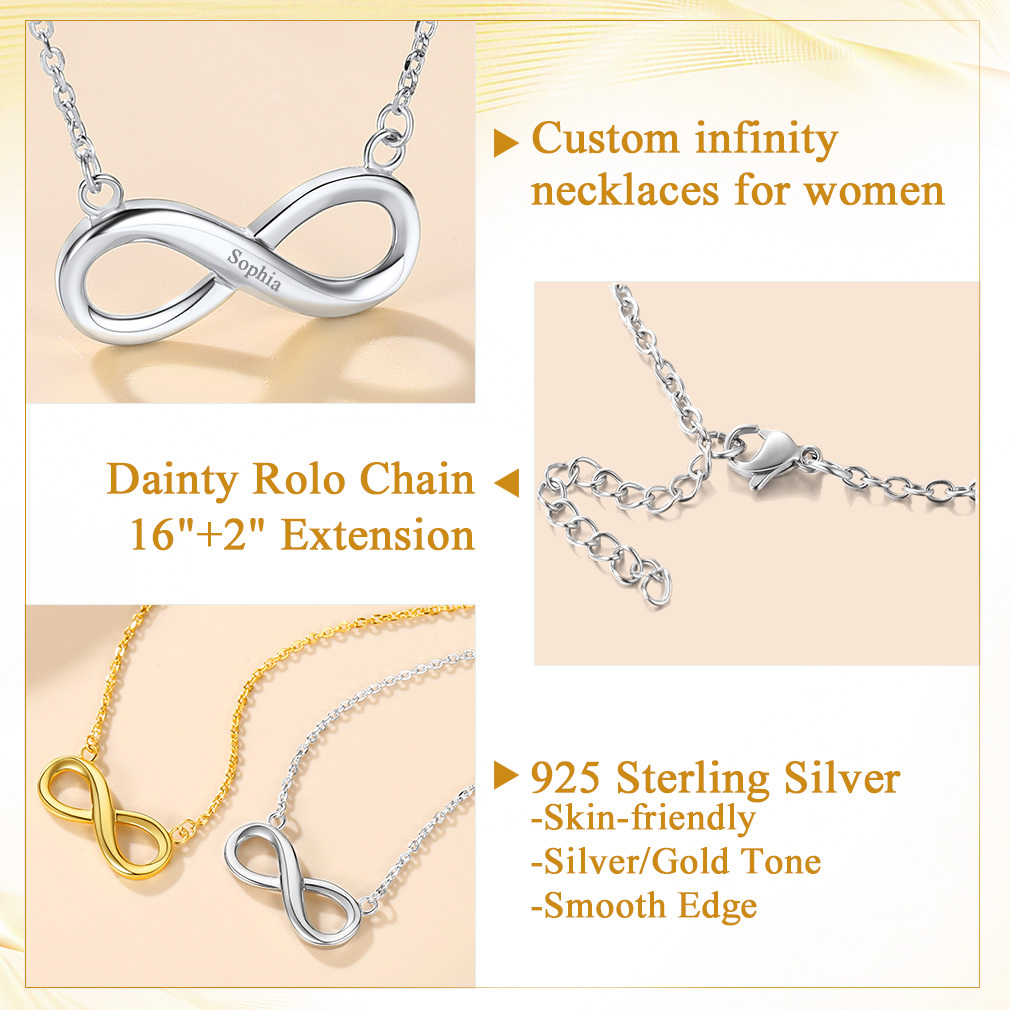 925 Sterling Silver Infinity Name Necklace for Women