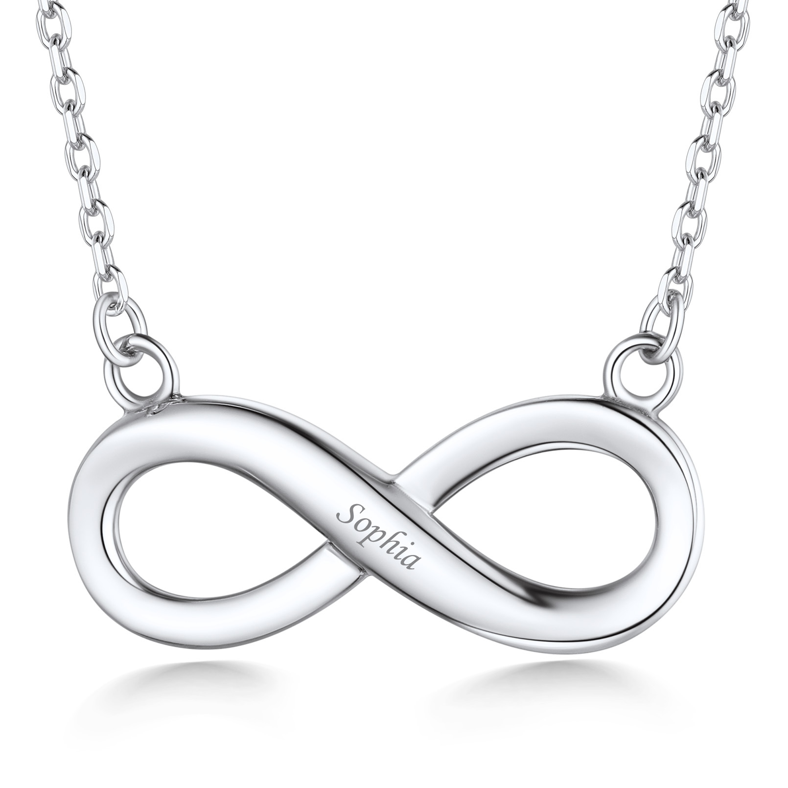Personalized 925 Sterling Silver Infinity Name Necklace for Women silver