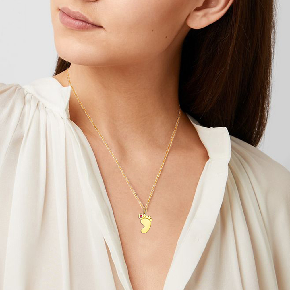 Personalized Baby Feet Necklace for Mom Grandmother 