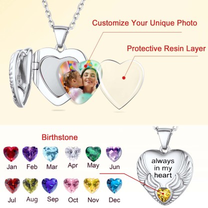 Photo Birthstone Necklace for Women