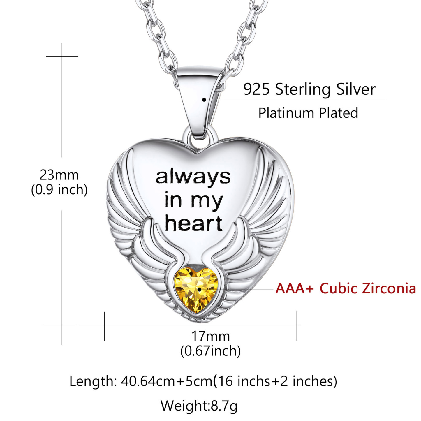 Custom Photo Locket Pendant Birthstone Necklace for Women size