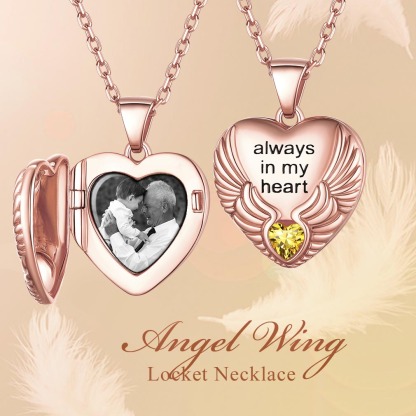 Custom Photo Locket Birthstone Necklace 