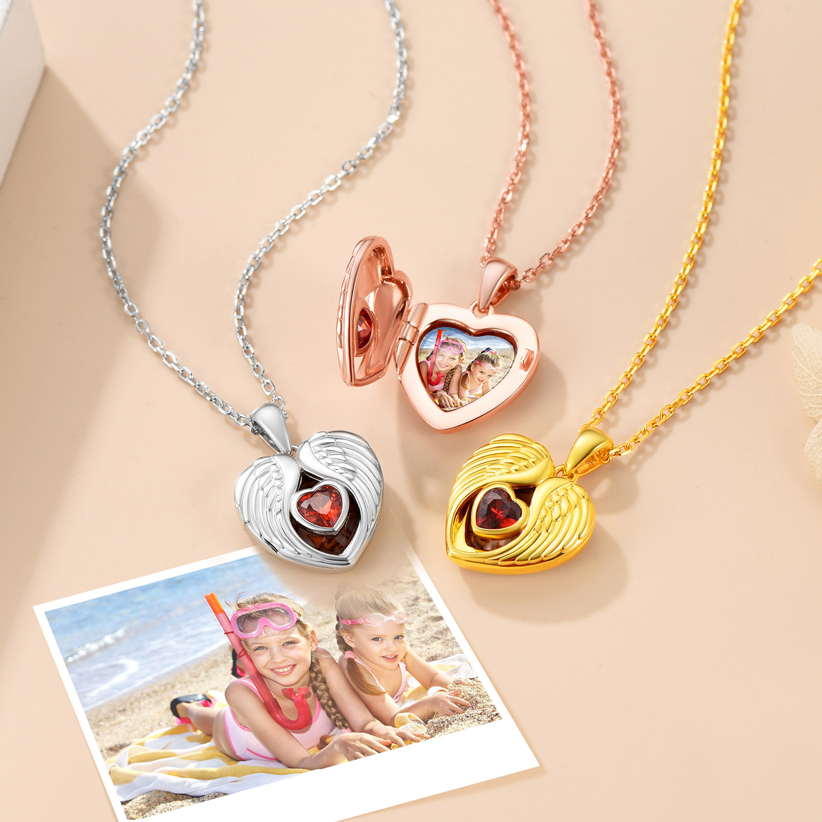 Personalized Photo Locket Pendant Birthstone Necklace for Women collection