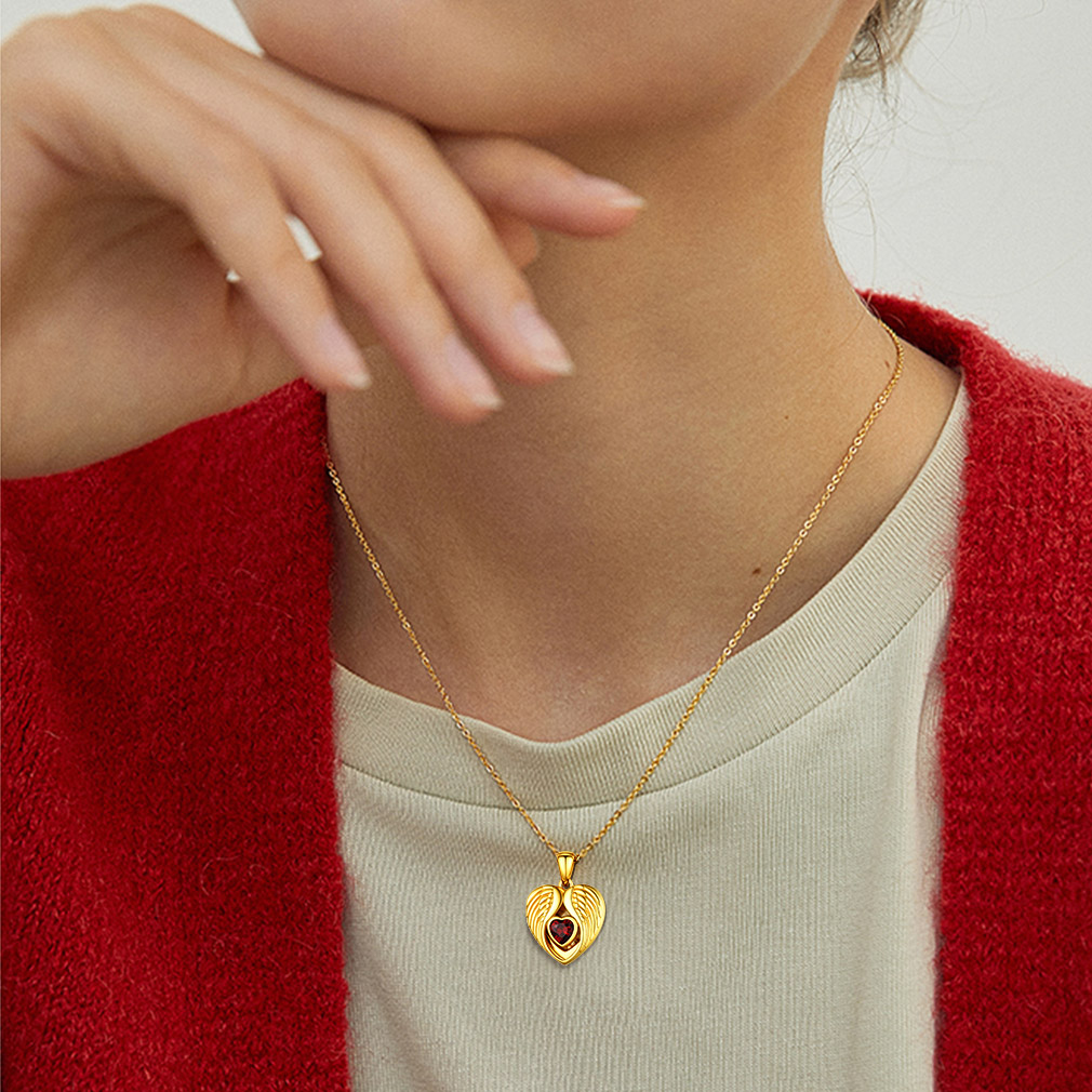 Personalized Photo Locket Pendant Birthstone Necklace for Women model gold