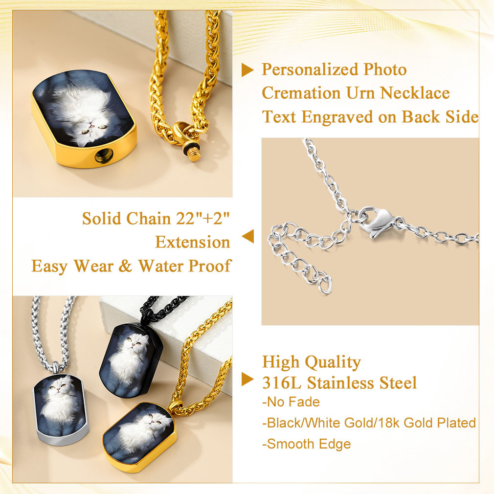 Personalized Picture Engraved Urn Necklace for Ashes Cremation Jewelry detail