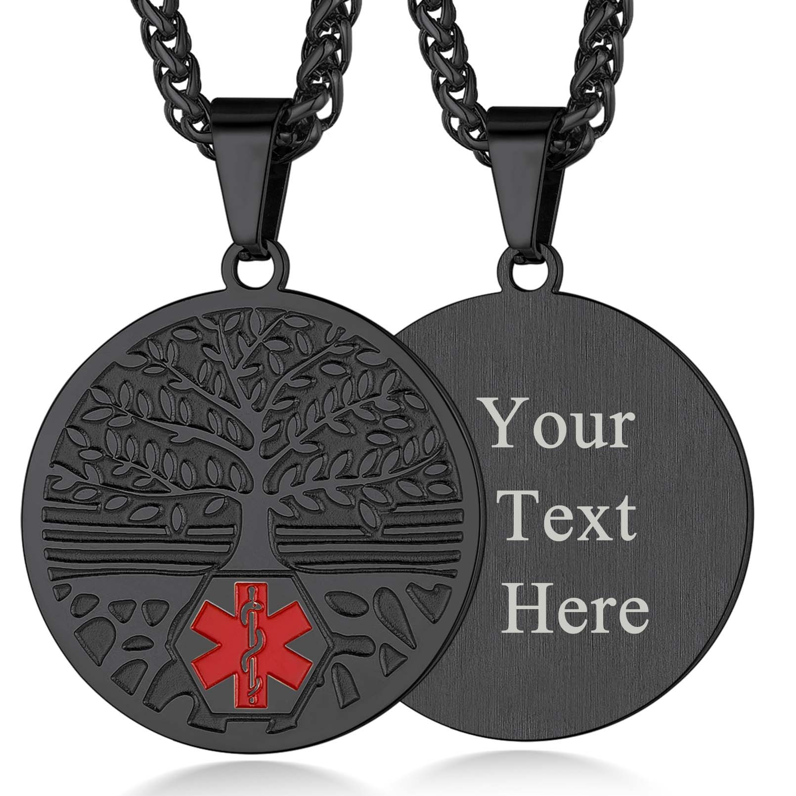 Customize Medical Alert Health Emergency ID Stainless Steel Pendant Necklace