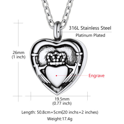 Personalised Photo Urn Necklace for Ashes size