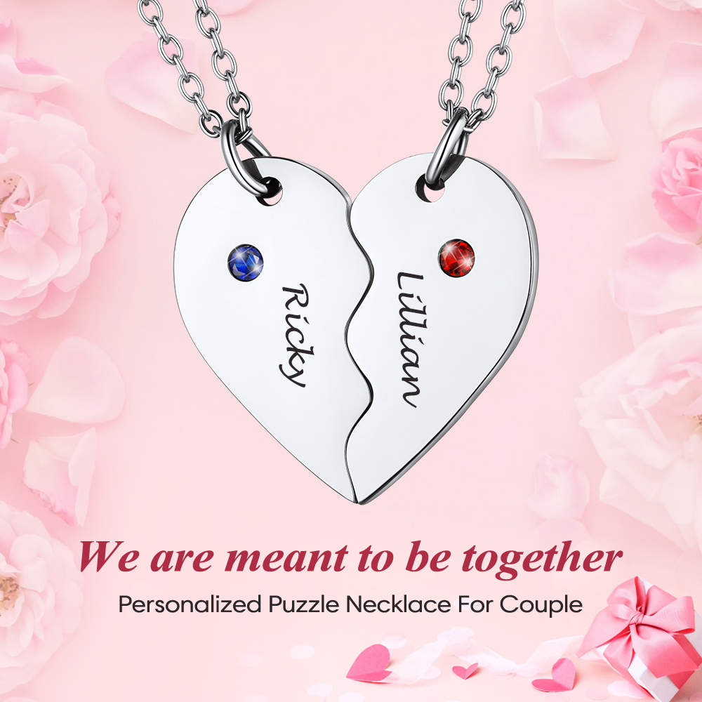 Personalized Birthstone Name Puzzle Necklace For Family