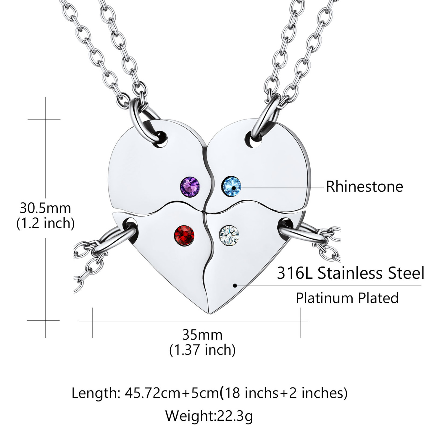 Personalized Name Birthstone Matching BFF Puzzle Heart Pendant Necklace 4 detail