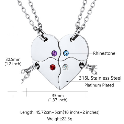 Personalized Name Birthstone Matching BFF Puzzle Heart Pendant Necklace 4 detail