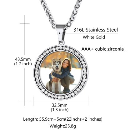 Custom Photo Round Pendant Necklace for Men Women size