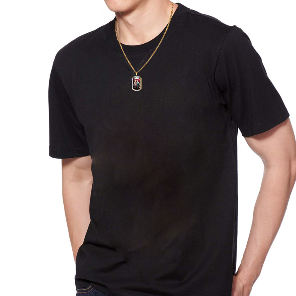 Custom Photo Dog Tag CZ Pendant Necklace for Men  model gold