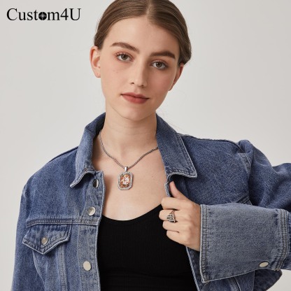 Photo CZ Pendant Necklace for Men Women model