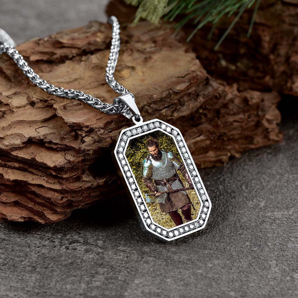 Personalized Photo CZ Pendant Necklace for Men Women silver occasion