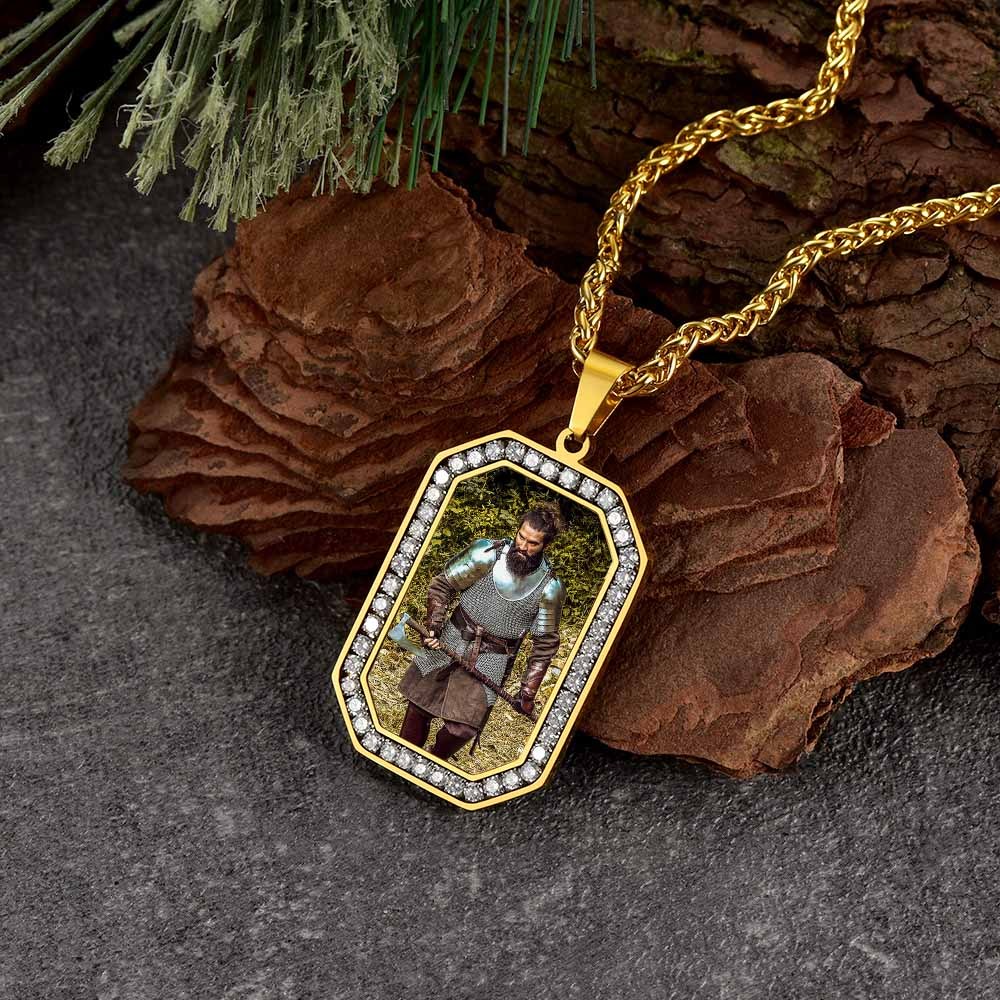 Personalized Photo CZ Pendant Necklace for Men Women gold occasion