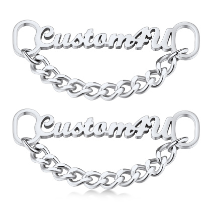 Personalized Nameplate Shoelace Buckle 2Pcs Style B Silver